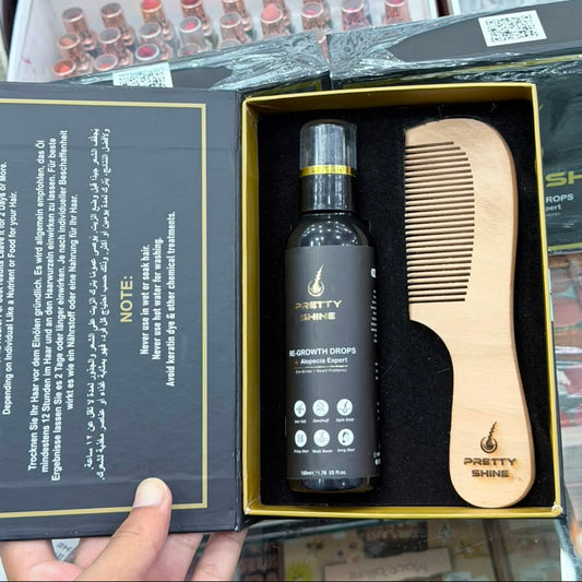 Pretty Shine Hair Growth And Black Hair color Oil With Comb.