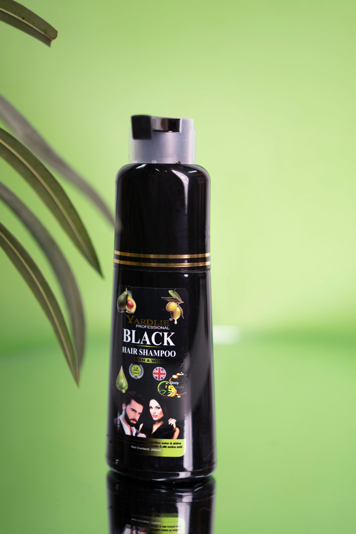 Yardlie Hair Color Shampoo – Natural Black | UK-Based 5-in-1 Grey-Cover | 200 ml